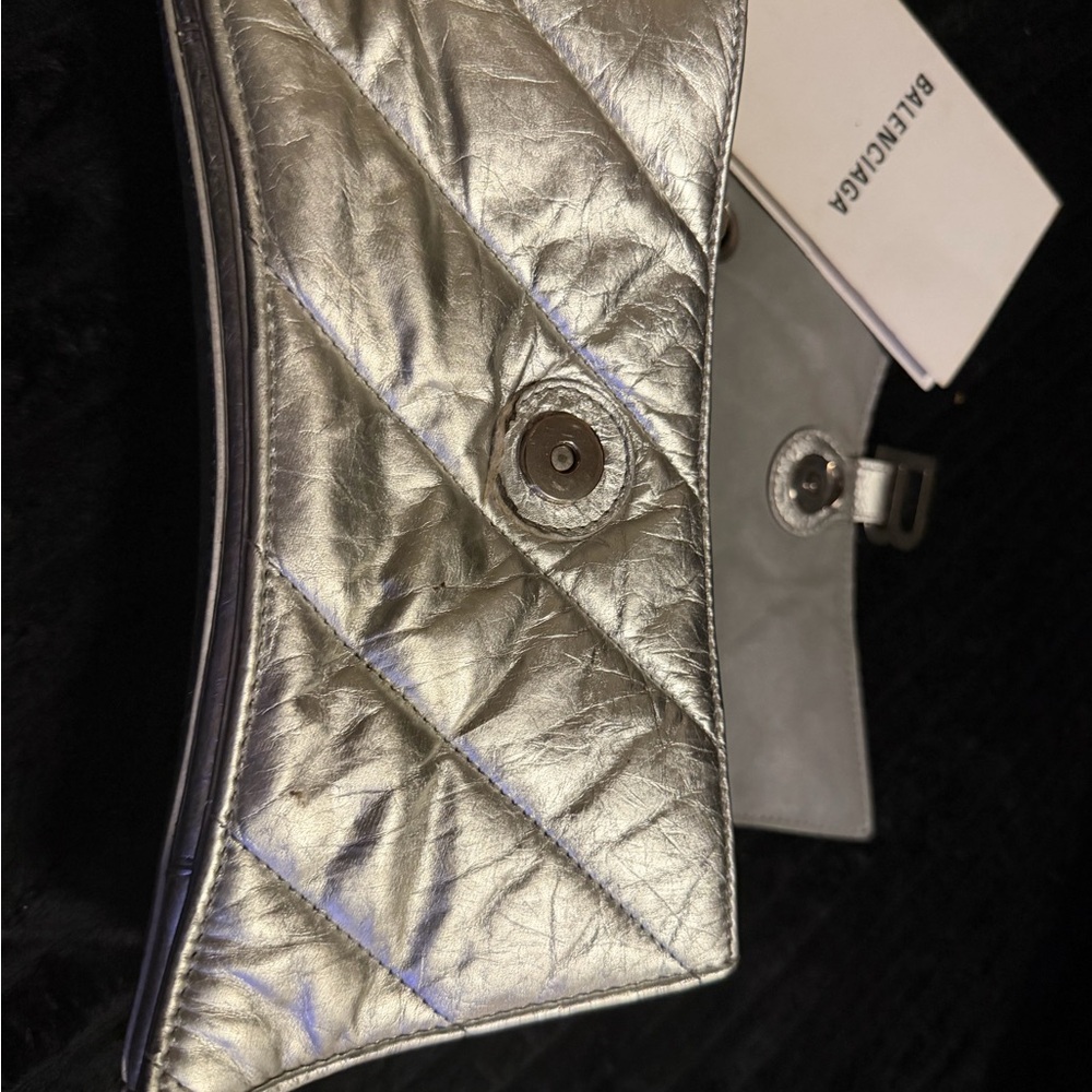 Balenciaga Metallic Silver Quilted Shoulder Bag - Picture 2 of 16